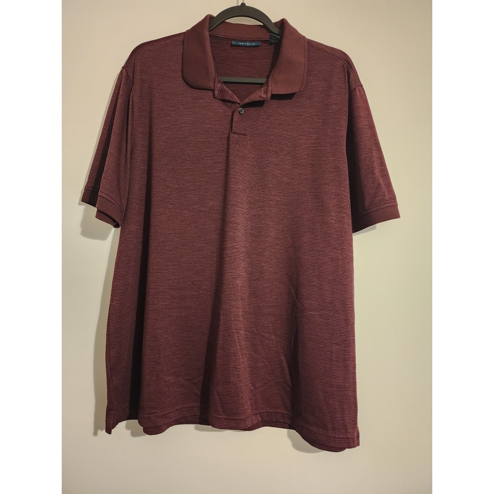Perry Ellis Mens XL Burgundy Maroon Micro Ribbed Short Sleeve Polo Shirt
